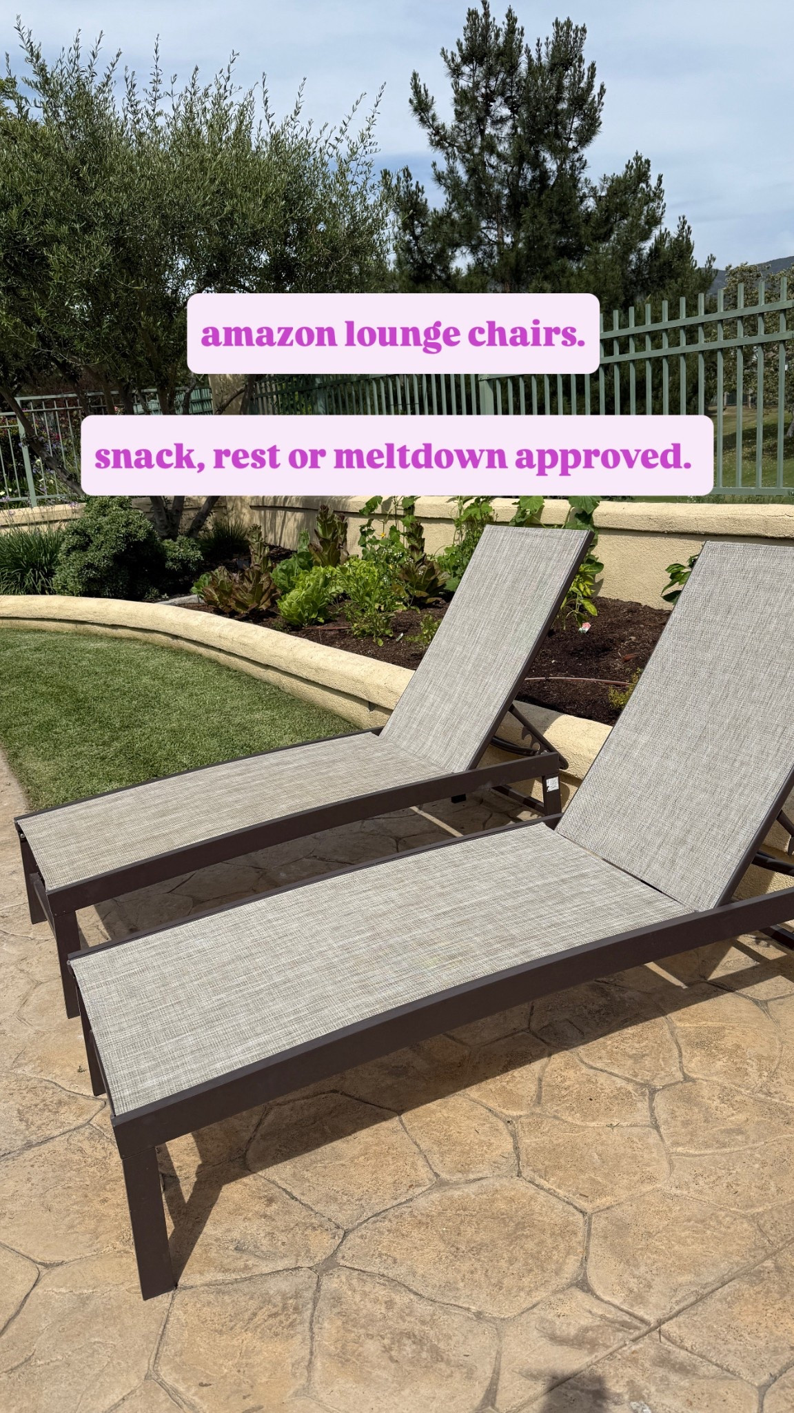 🪑 amazon lounge chairs 🪑
snack zone. time out spot. meltdown bench. or if the stars align—an actual place to sit down for two whole minutes and pretend you’re at a resort instead of refereeing backyard chaos.

they’ve held up great, dry fast, and wipe clean easily. 10/10 recommend for moms and messes.

—

amazon outdoor lounge chairs, backyard furniture amazon, family-friendly patio seating, waterproof lounge chair, best outdoor chairs for moms, easy clean patio furniture, toddler meltdown recovery station, poolside chair amazon, backyard setup summer, outdoor lounge chair neutral, comfy chair for backyard relaxing, kid-proof patio furniture, summer backyard must haves, outdoor seating for kids and adults, patio furniture for families

#LTKSummerEdit #LTKSeasonal #LTKHome
