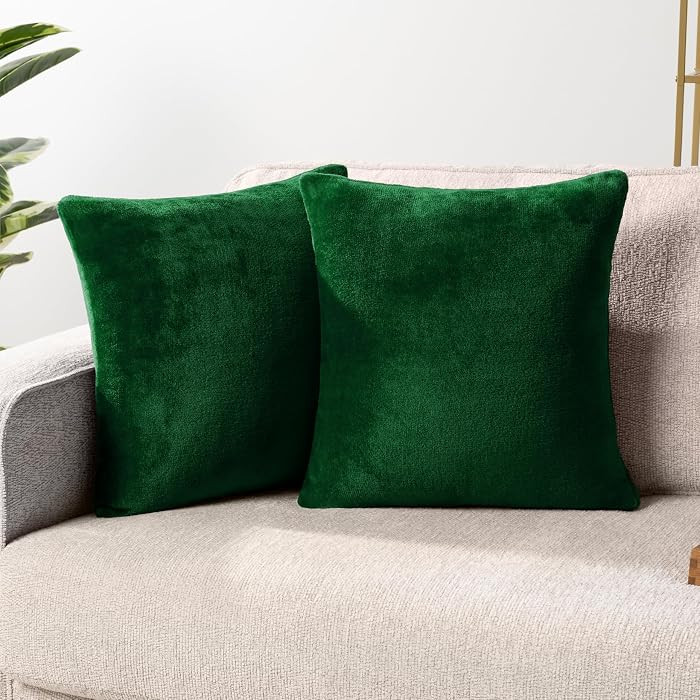PAVILIA Emerald Green Throw Pillow Covers 20x20 Set of 2, Decorative Pillow Cases for Bed Sofa Co... | Amazon (US)