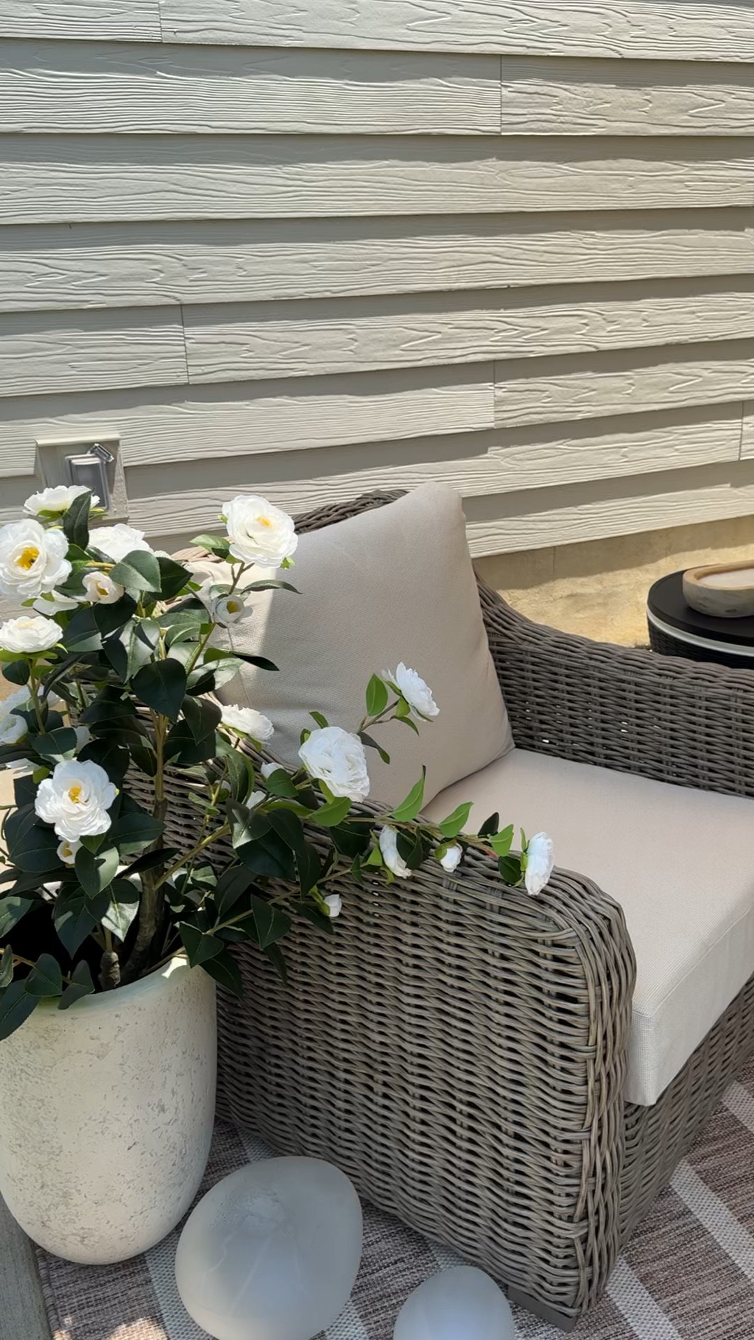 Patio, small patio, small outdoor spaces, outdoor space inspo, patio inspo, patio furniture, outdoor furniture, outdoor decor, faux flowers, outdoor chairs 

#LTKHome