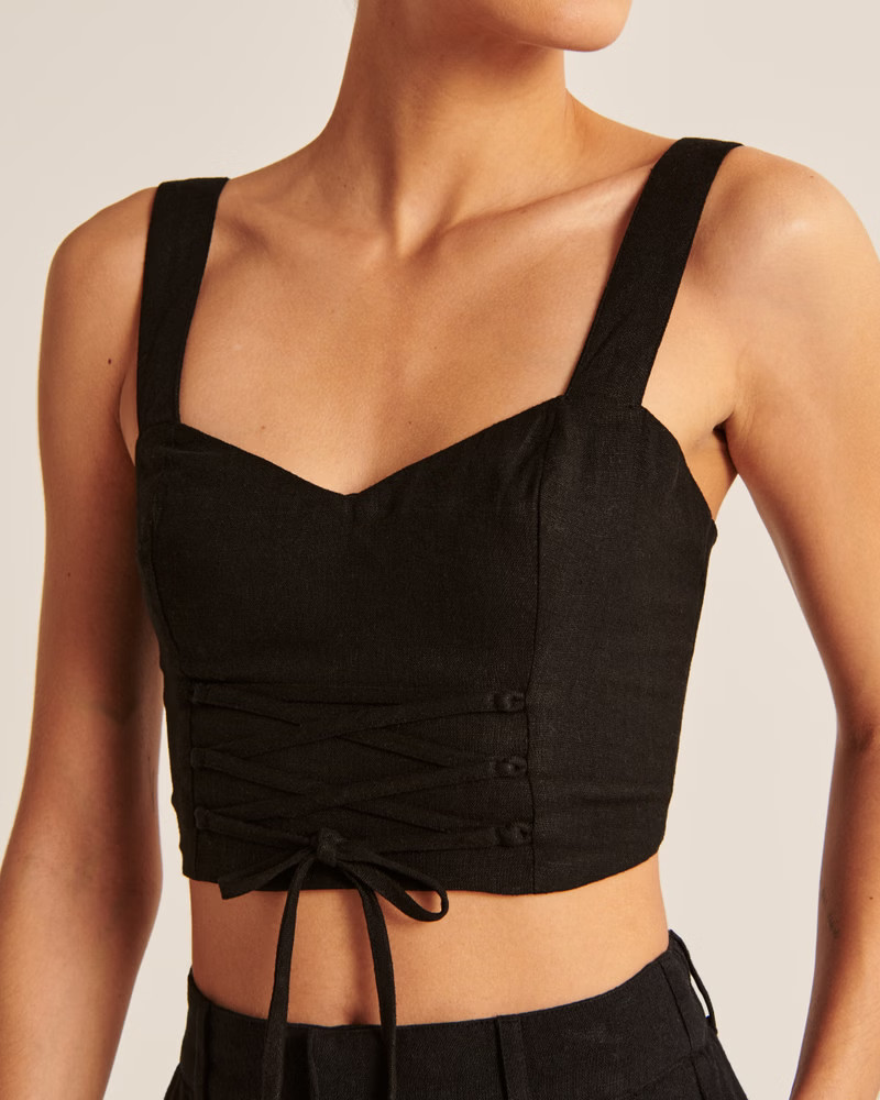 Women's Lace-Up Linen-Blend Set Top | Women's Tops | Abercrombie.com | Abercrombie & Fitch (US)