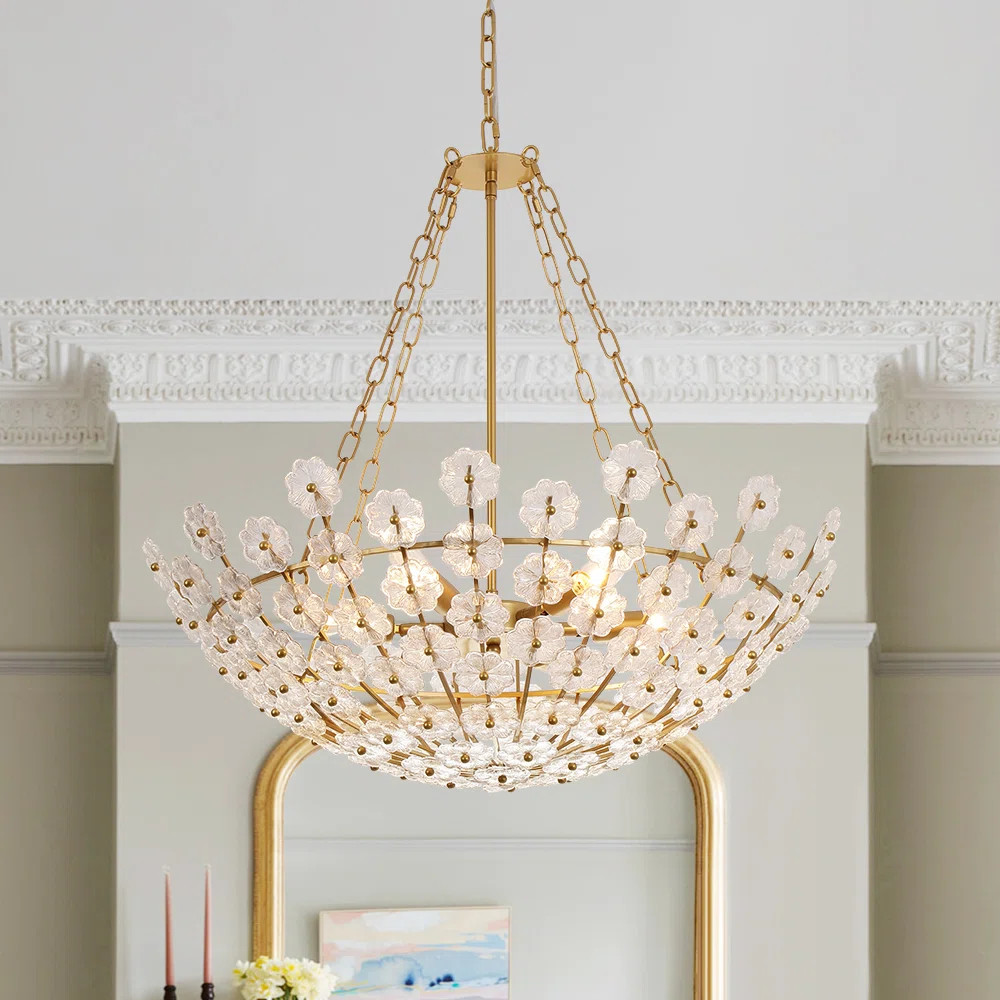 Luxe 6 - Light Plum Blossom Basket Floral Glass Chandelier | Wayfair North America