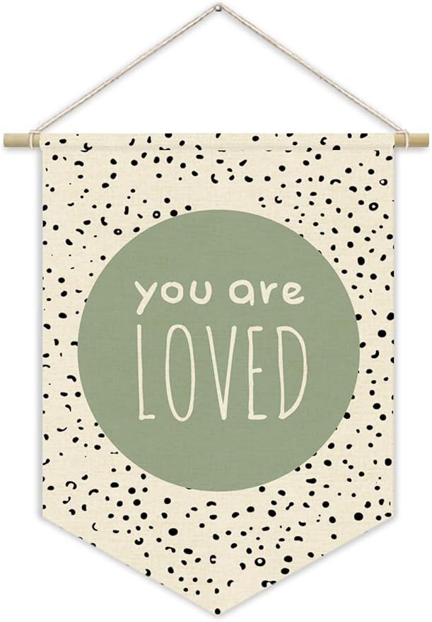Green Nursery Decor,Sage Green Inspirational Canvas Banner, Classroom Decor You Are Loved Playroo... | Amazon (US)