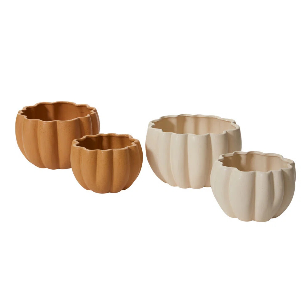 Joss & Main Spiced Pumpkin 4-Piece Ceramic Pot Planter Set | Wayfair | Wayfair North America