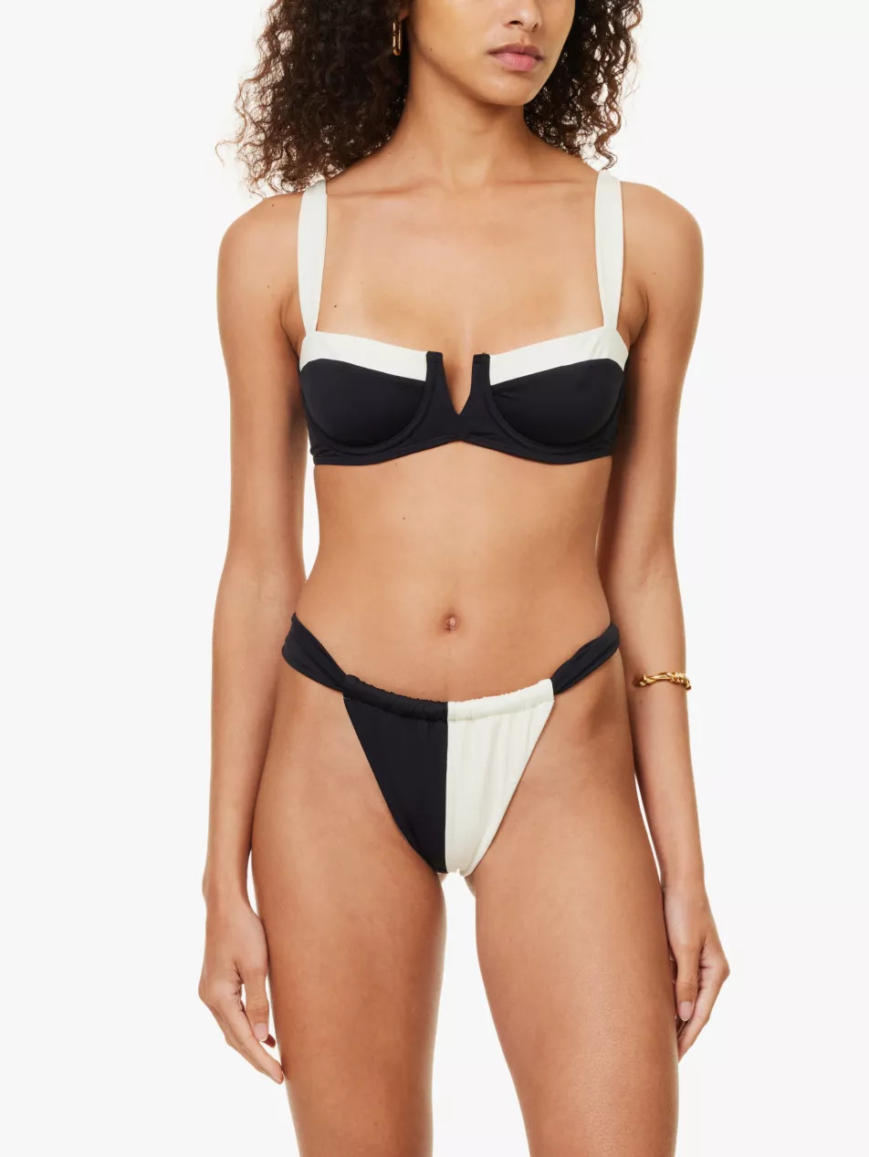 Clovelly Plunge-Neck Stretch-Woven Bikini Top | Selfridges