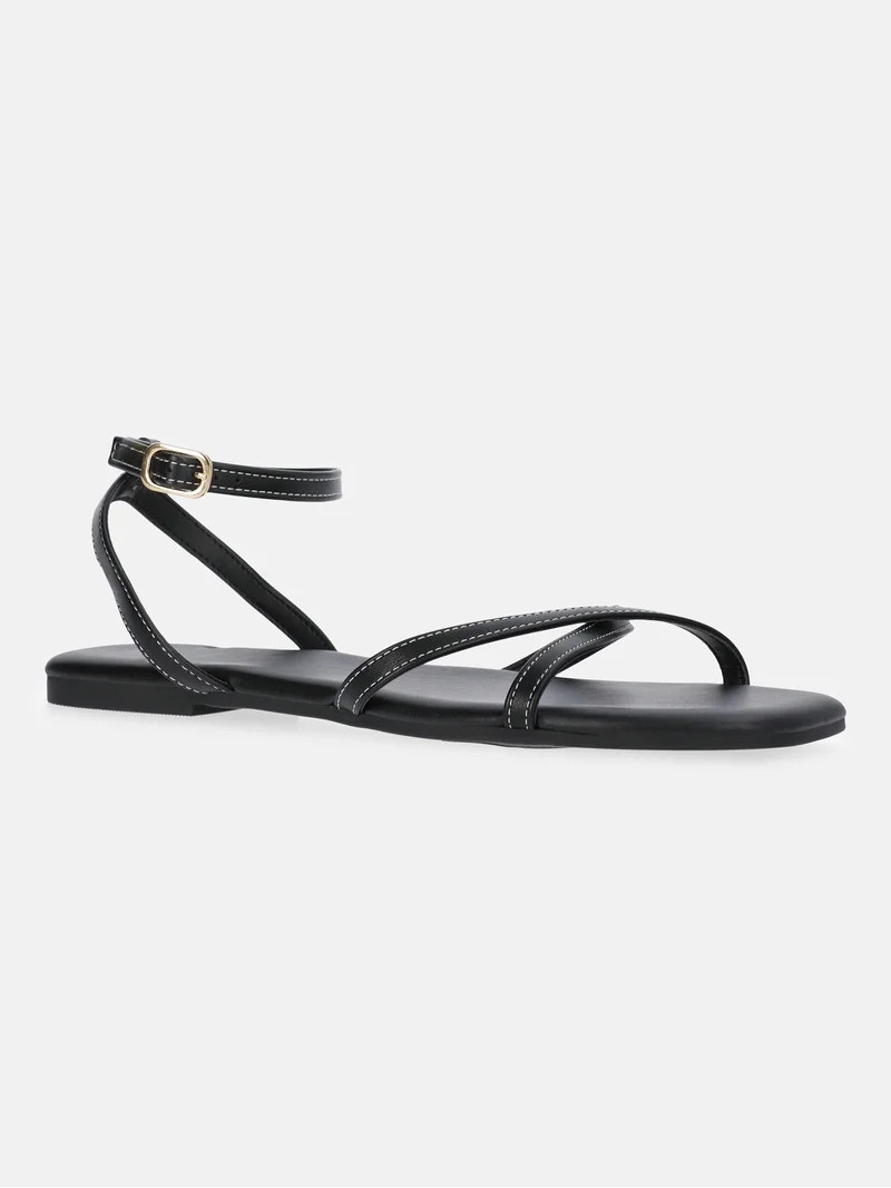 Time and Tru Women's Strappy Flat Sandals | Walmart (US)