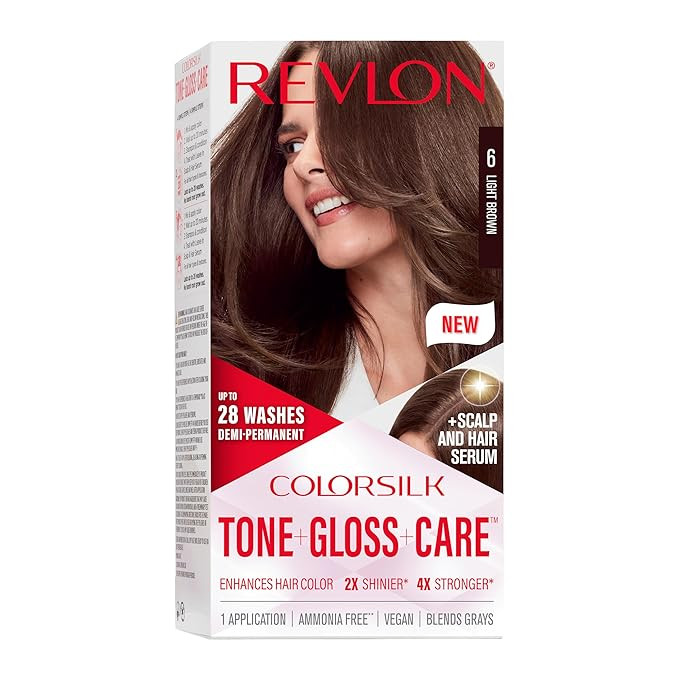 Revlon ColorSilk Tone + Gloss + Care Demi Permanent Hair Color, Hair Dye with Leave in Scalp and ... | Amazon (US)