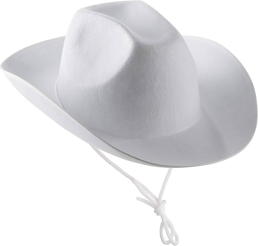 Bedwina White Cowgirl Hat - Felt Cowboy Hat with White Trim and Adjustable Neck-String, Fits Most... | Amazon (US)