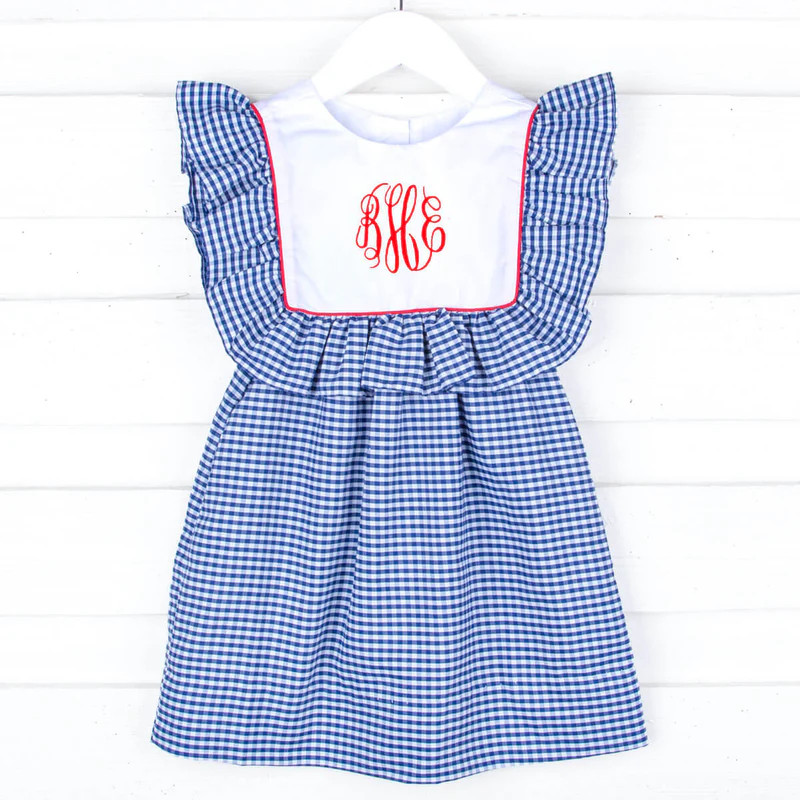 Navy Gingham Bib Dress | Classic Whimsy