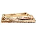 Two's Company Set Of 2 Rattan And Corn Bract Leaf Rectangle Trays | Amazon (US)