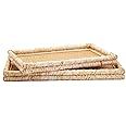 Two's Company Set Of 2 Rattan And Corn Bract Leaf Rectangle Trays | Amazon (US)