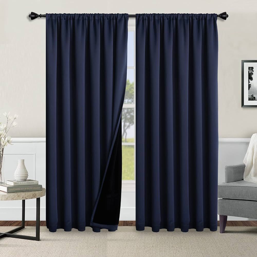 WONTEX 100% Thermal Blackout Curtains for Bedroom - Winter Insulating Rod Pocket Window Curtain P... | Amazon (US)