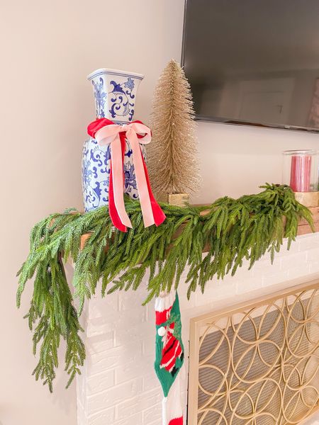 The ribbon and garland on our mantle! 

#LTKSeasonal