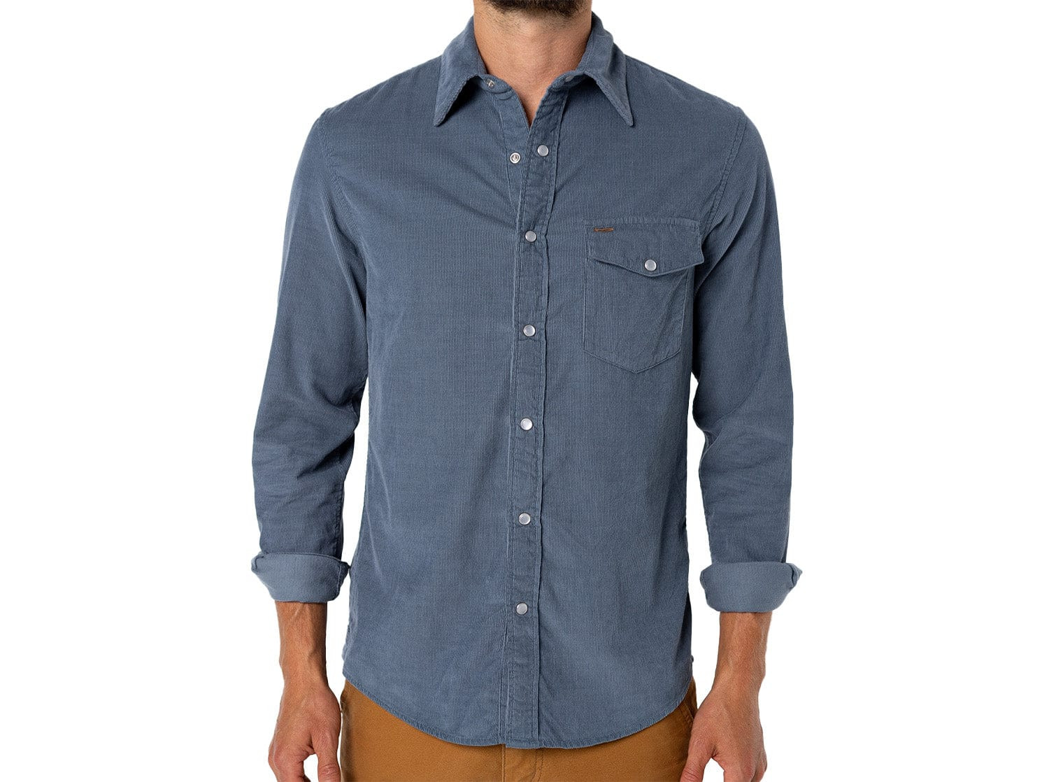 Corduroy Pearl Snap - Slate Blue | Criquet Apparel