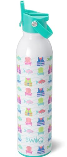 Swig Life 26oz Insulated Water Bottle, Travel Water Bottle with Straw and Lid, Cup Holder Friendly, Stainless Steel (Lake Girl) | Amazon (US)