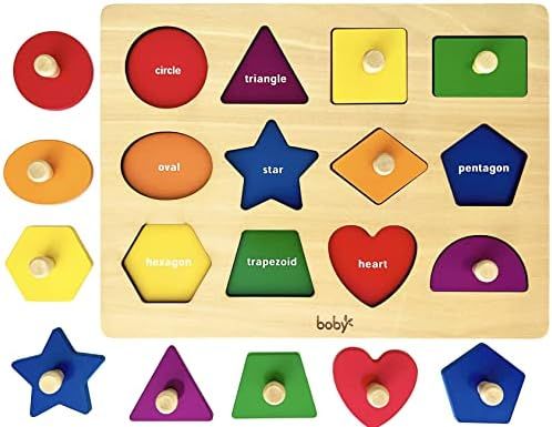 Amazon.com: Dailyfunn Montessori Toy Shape Peg Puzzles Baby Puzzle 6-12-18 Months with Knob for I... | Amazon (US)