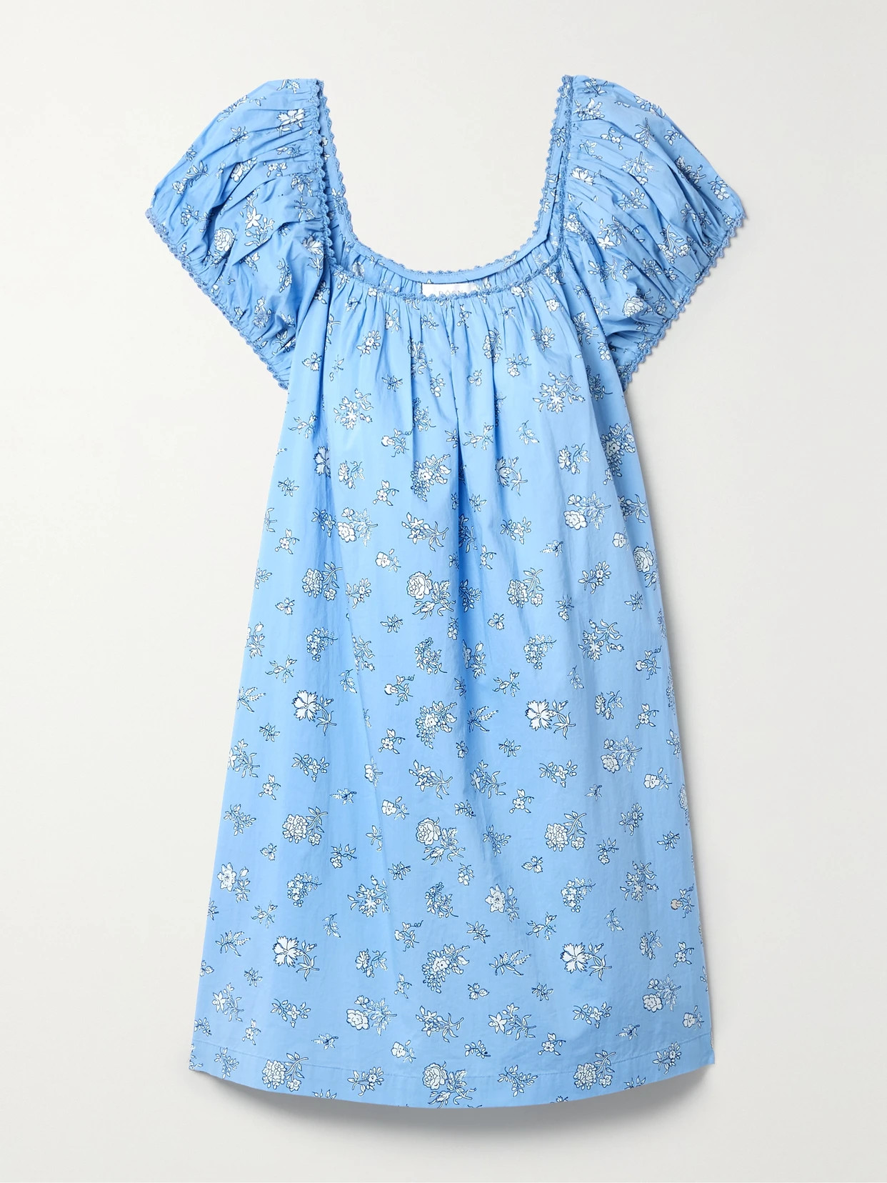 DÔEN - Julie Floral-print Organic Cotton-poplin Mini Dress - Blue | NET-A-PORTER (UK & EU)