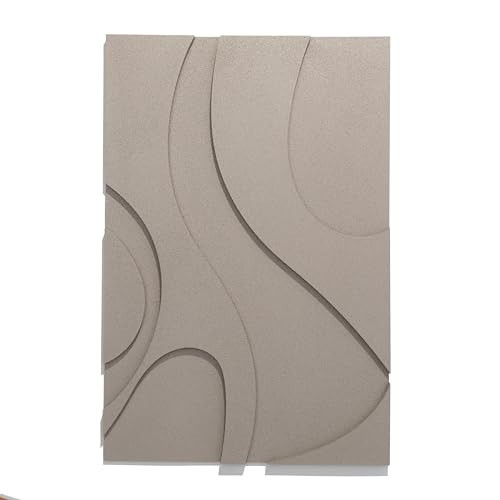 OIUYTOH Modern Abstract 3D Textured Wall Art Neutral Artwork Geometric Beige Textured Sandstone Painting Prints 24x36 Inch, Living Room, Bedroom, Home Office Decor | Amazon (US)