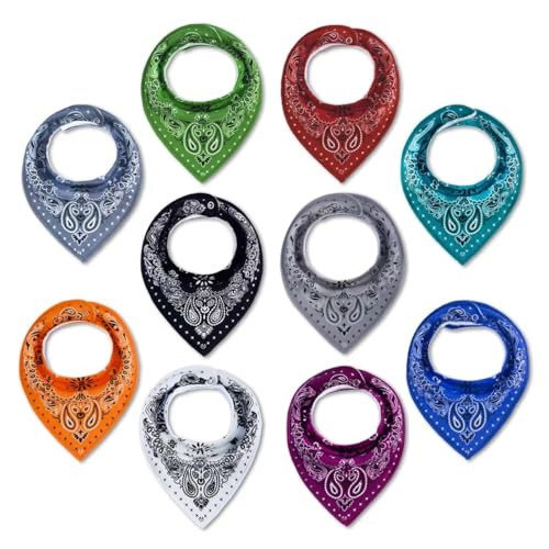 Maiwa 10 Pack Baby Triangle Bandana Bibs for Boys Girls for Drool Teething Eating with Snaps | Amazon (US)