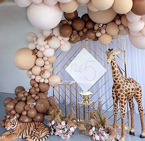 Oopat DIY Caramel Coffee Balloon Arch Garland for Kids safari Baby Shower Bear Themed Birthday Ne... | Amazon (US)