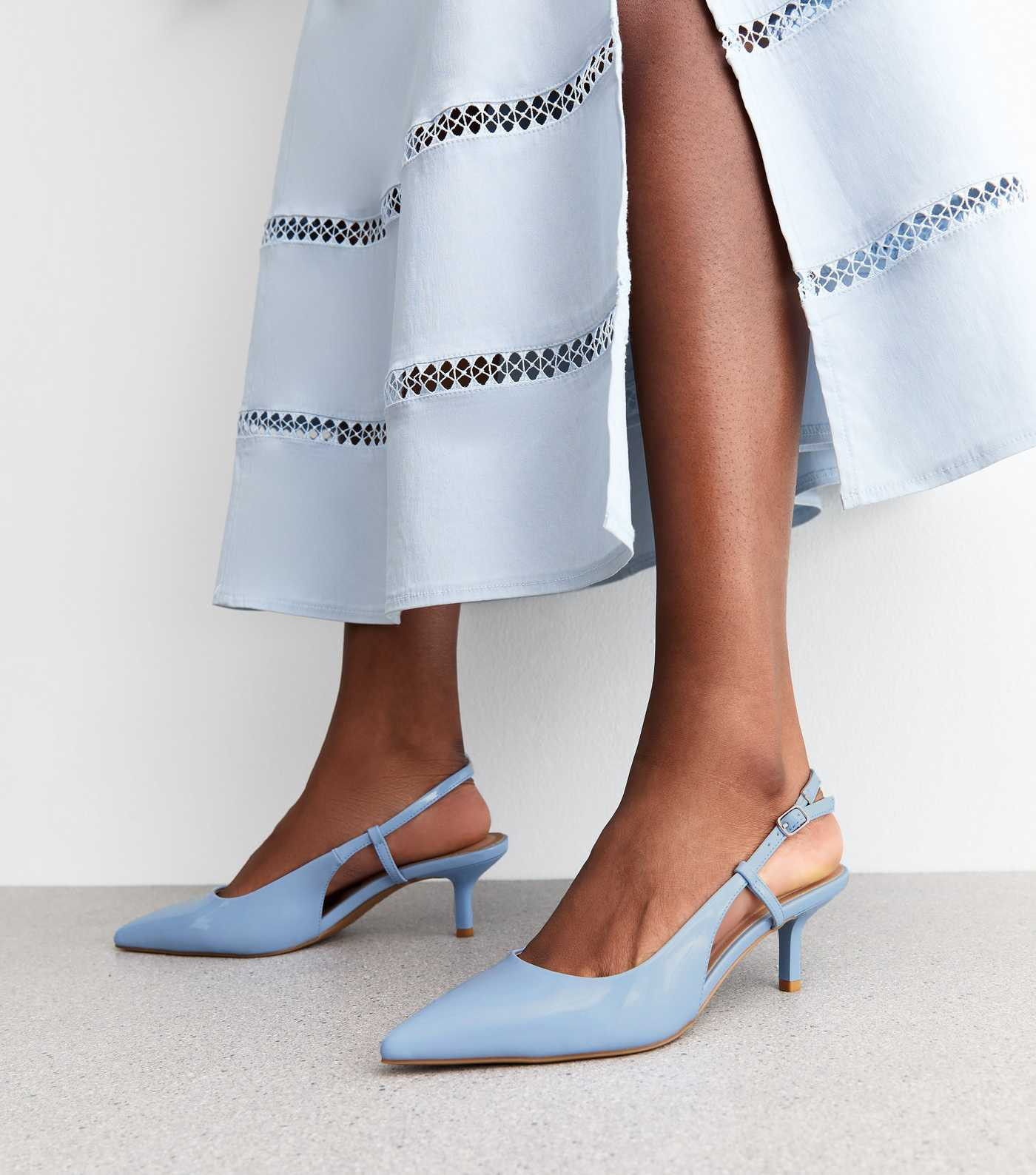 Light Blue Faux Patent Leather Slingback Pumps | New Look | New Look (UK)