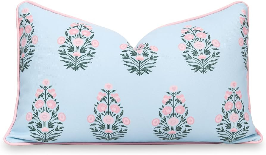 Hofdeco Premium Coastal Patio Indoor Outdoor Lumbar Pillow Cover Only, 12"x20" Water Repellent fo... | Amazon (US)