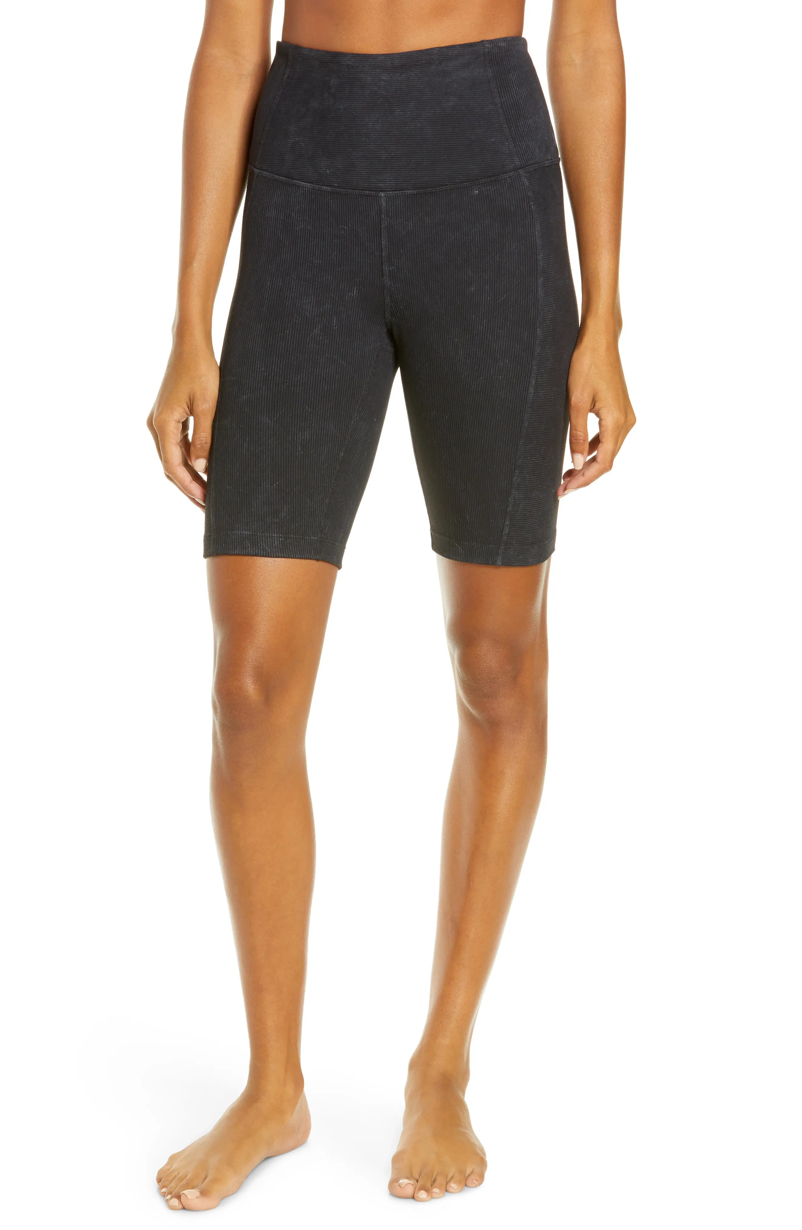 ZELLA Snow Wash Rib Bike Shorts in Black at Nordstrom, Size Medium | Nordstrom