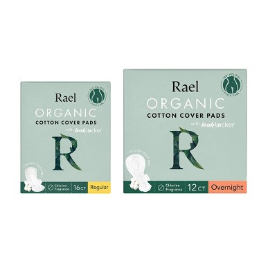 Rael Organic Cotton Cover Regular & Overnight Pads Duopack - Unscented - 28ct | Target