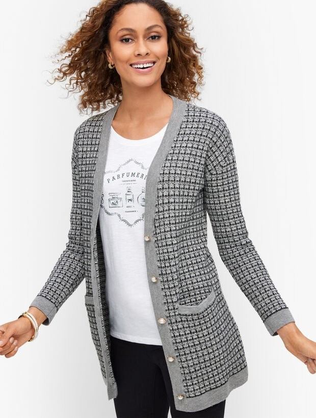 Mini Plaid Merino Wool Cardigan | Talbots