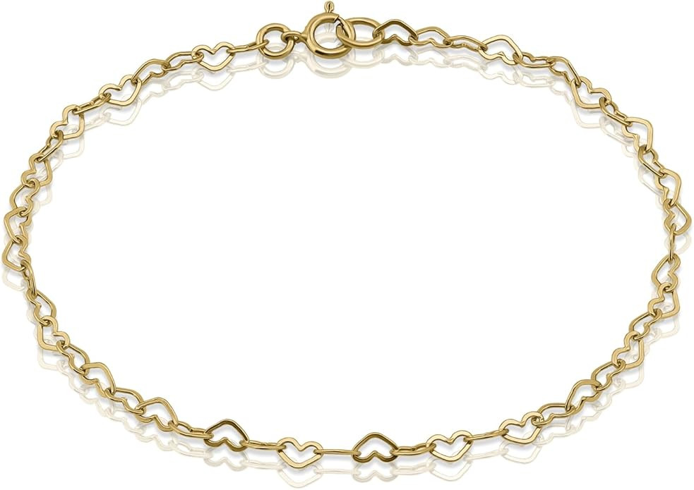 Hoops & Loops 925 Sterling Silver Heart Loop Link Chain Tennis Bracelet for Women Teen Girls, Sil... | Amazon (US)