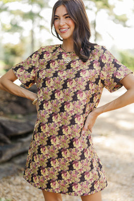 The Front Runner Yellow Brocade Shift Dress | The Mint Julep Boutique