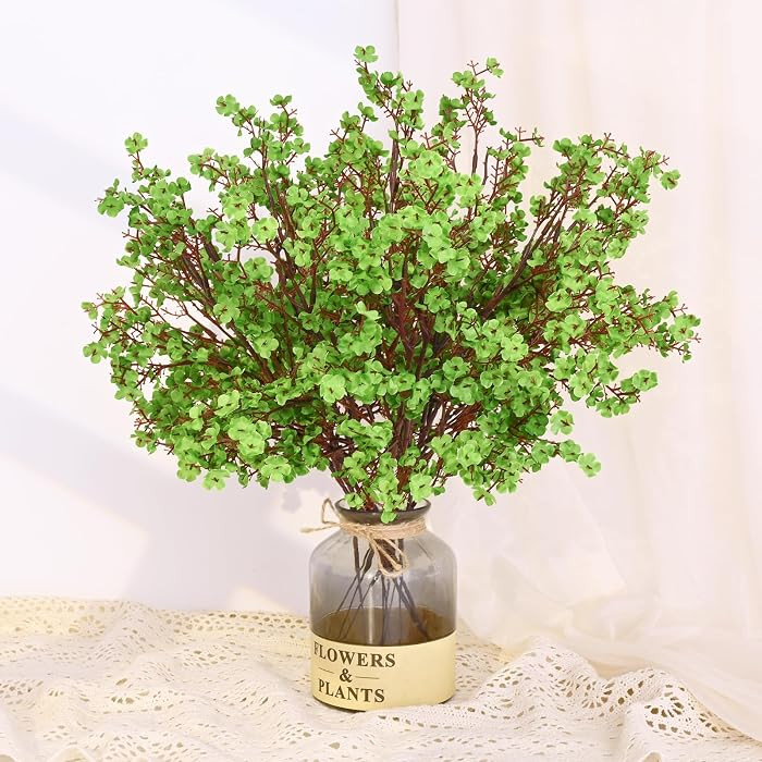 Yastouay 10 Pcs St Patricks Day Decorations, Silk Green Flowers Babys Breath Flowers Artificial B... | Amazon (US)