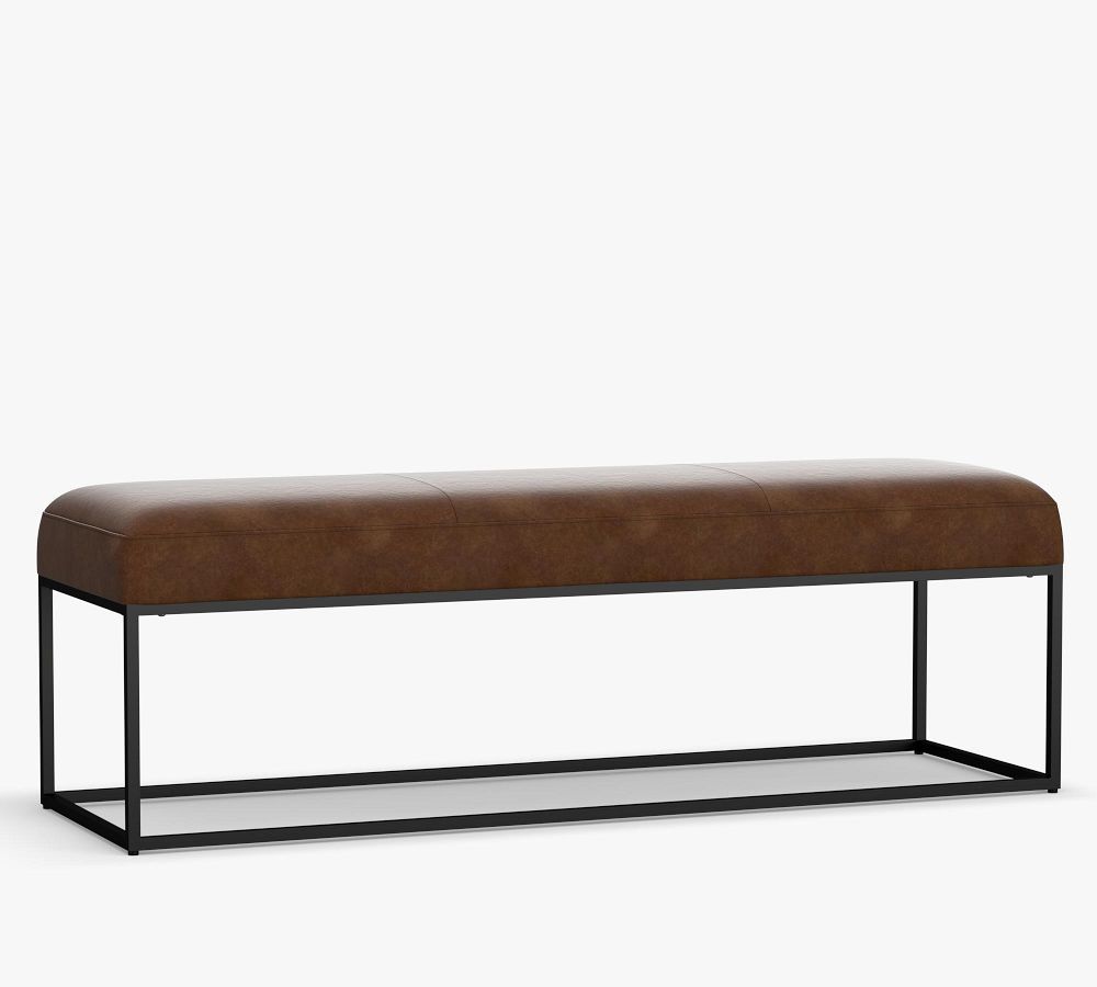 Millie Leather Rectangular Bench | Pottery Barn (US)