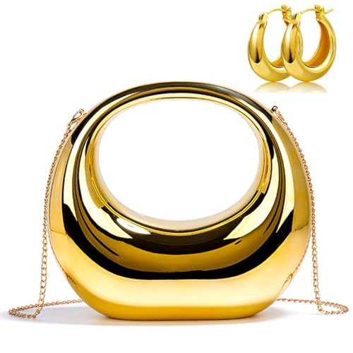 NUSTTAL Acrylic Clutch Purse for Women Top-handle Moon Hobo Bag Evening Handbag for wedding party Cocktail (Gold) | Amazon (US)