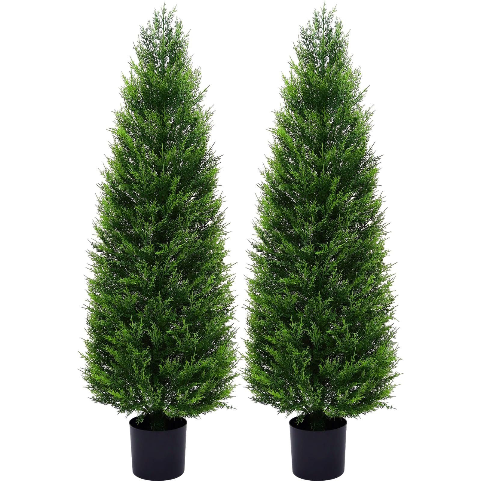 2Pack 5ft Outdoor Artificial Cedar Topiary Trees, All-Weather Faux Pine for Home Porch Entryway D... | Amazon (US)
