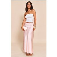 Petite Pink Satin Flowy Maxi Skirt | PrettyLittleThing US