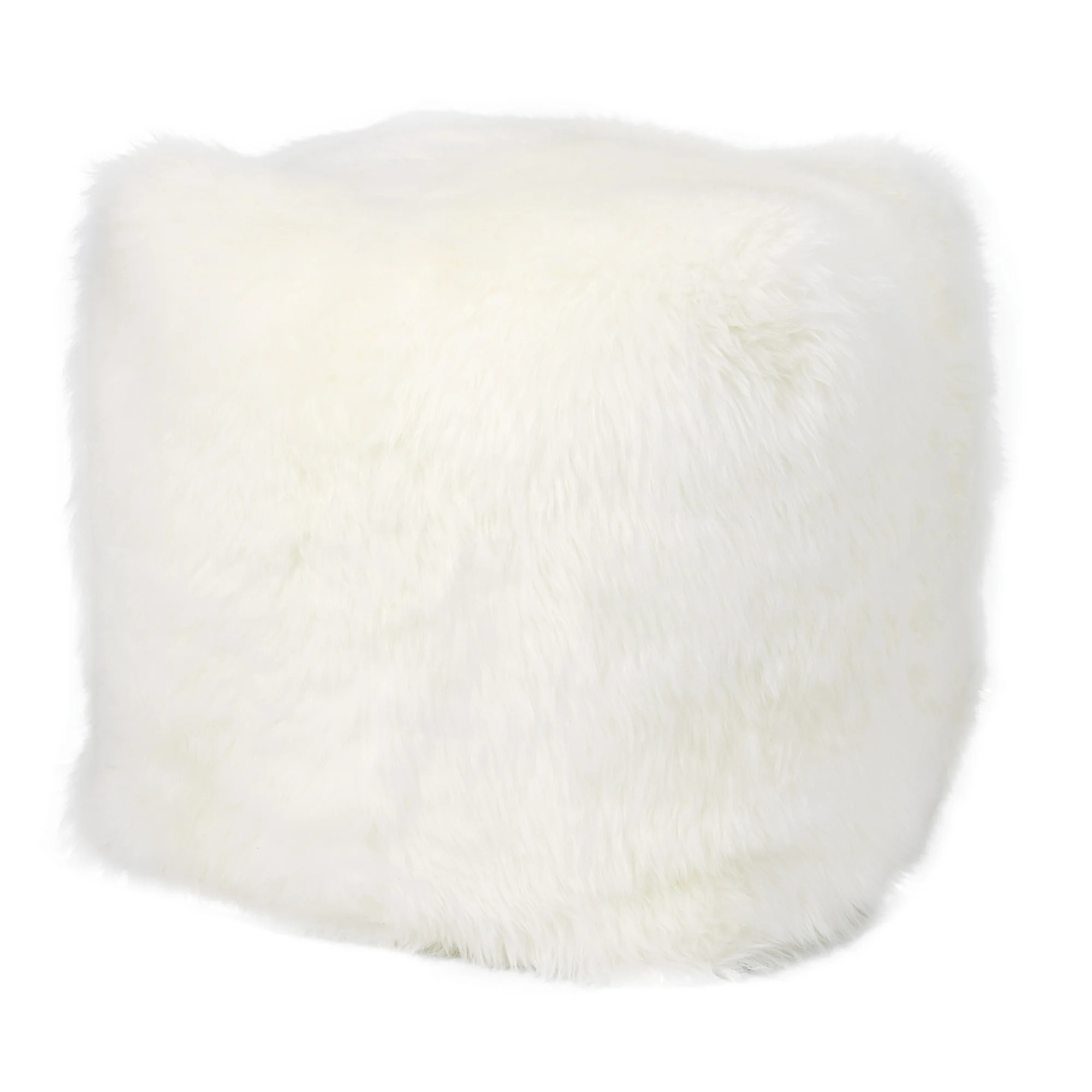 Nourison Fur White Decorative Pouf, 16" x 16" x 17" | Walmart (US)