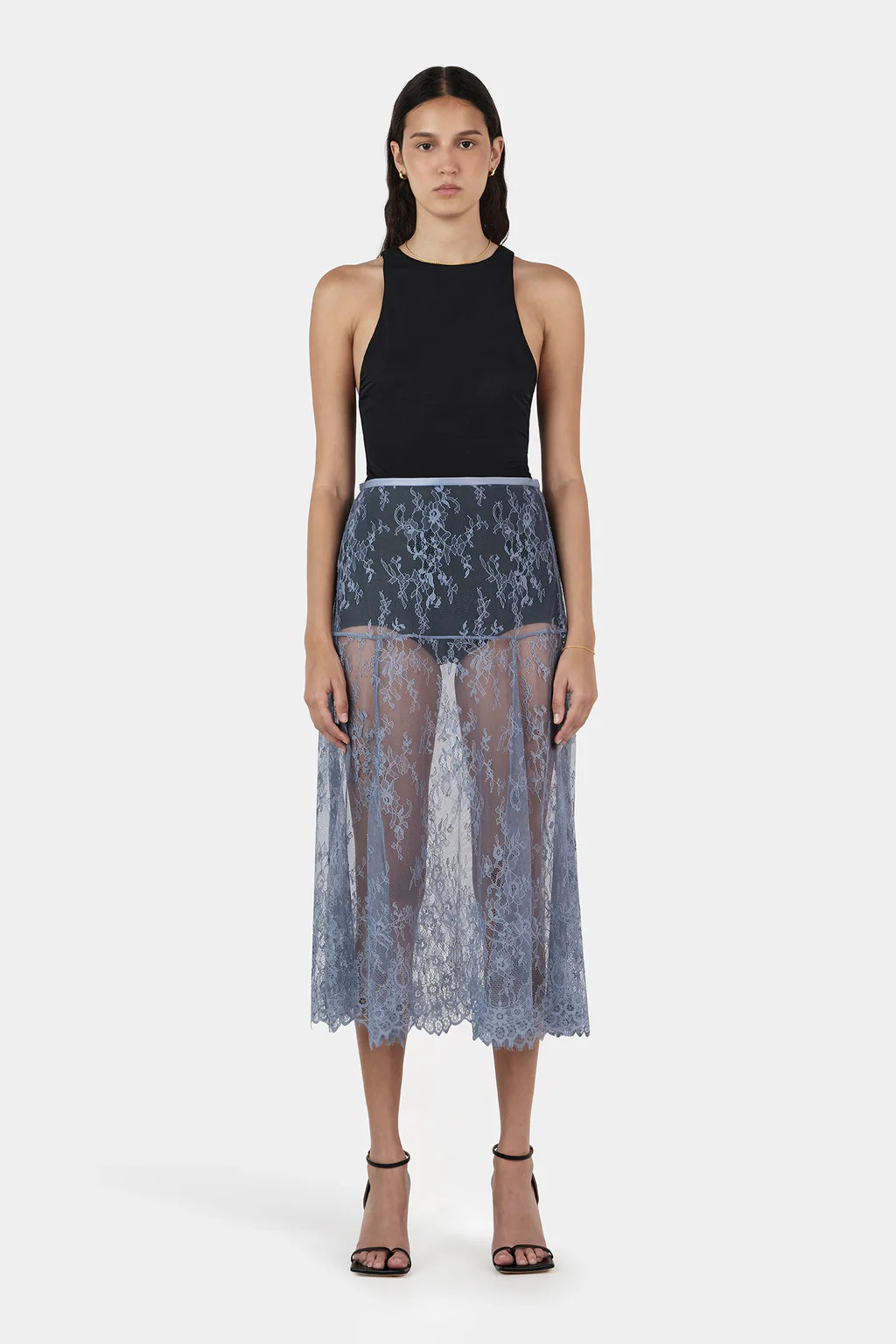 Emanuel Lace Skirt Steel | Hansen and Gretel