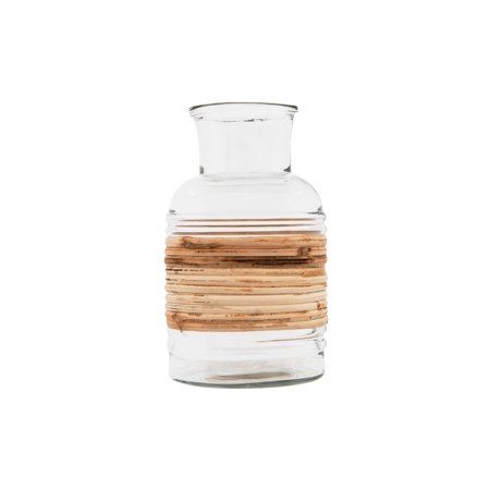 Bloomingville Clear Glass Vase with Wrapped Rattan Accent | Walmart (US)