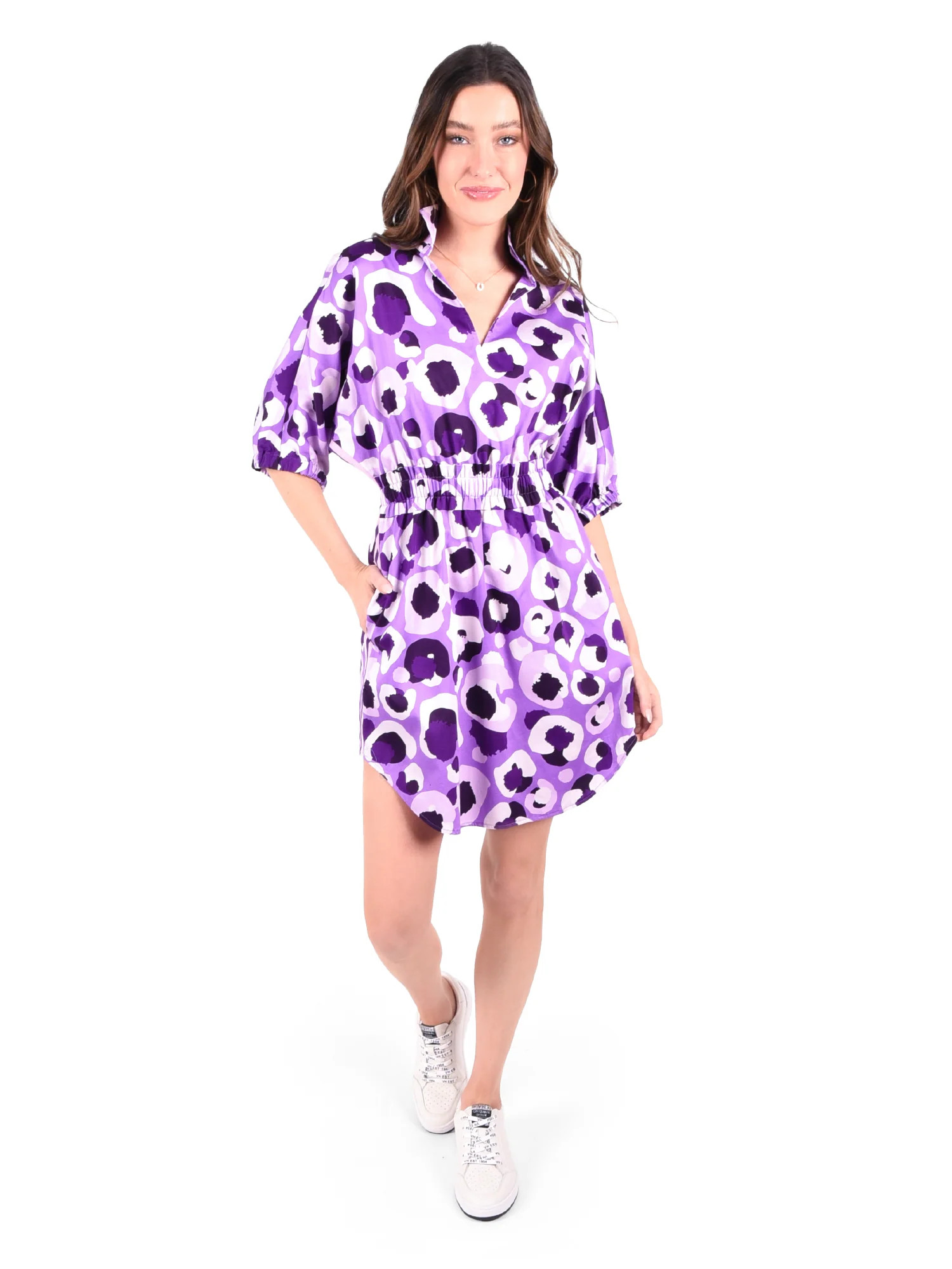 Palmer Dress - Purple Collegiate Cheetah | Emily McCarthy
