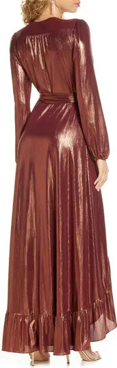 Meryl Long Sleeve Wrap High/Low Gown | Nordstrom