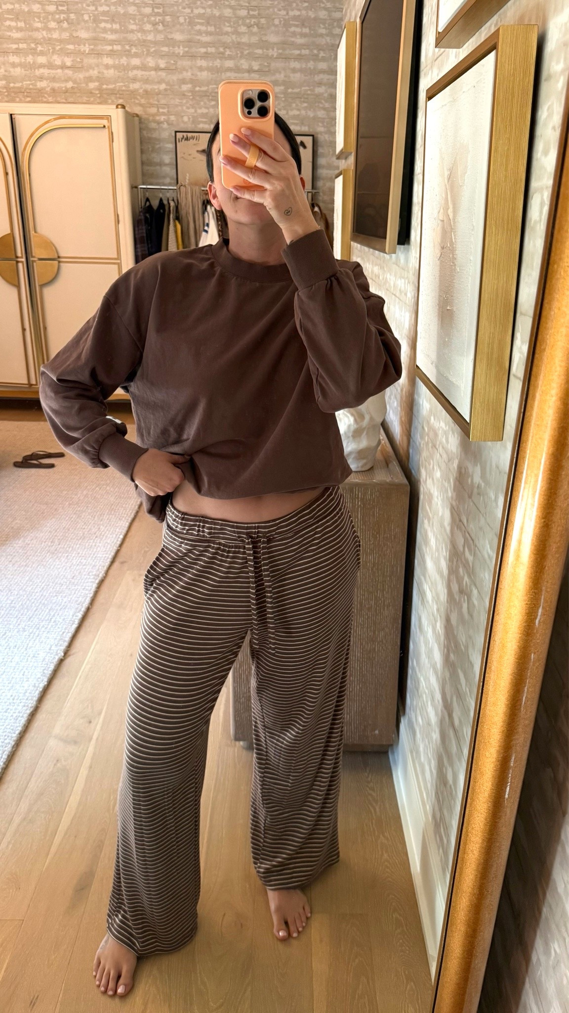 My new $13 pajama/spray tan pants. Wearing a M.

#LTKootd #LTKgrwm #LTKmomlife