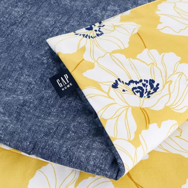 Gap Home 70's Floral Reversible Organic Cotton Blend Comforter Set, Twin, Yellow, 2-Pieces | Walmart (US)
