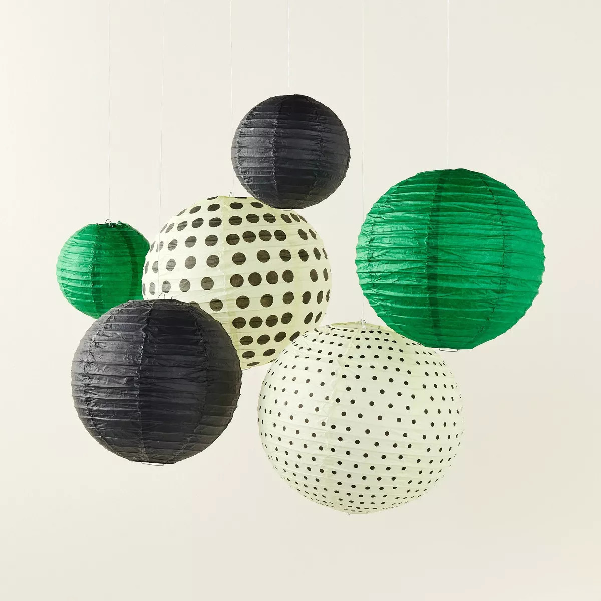 6pc Polka Dot Novelty Lantern Set Black/Cream/Green - kate spade new york x Target | Target