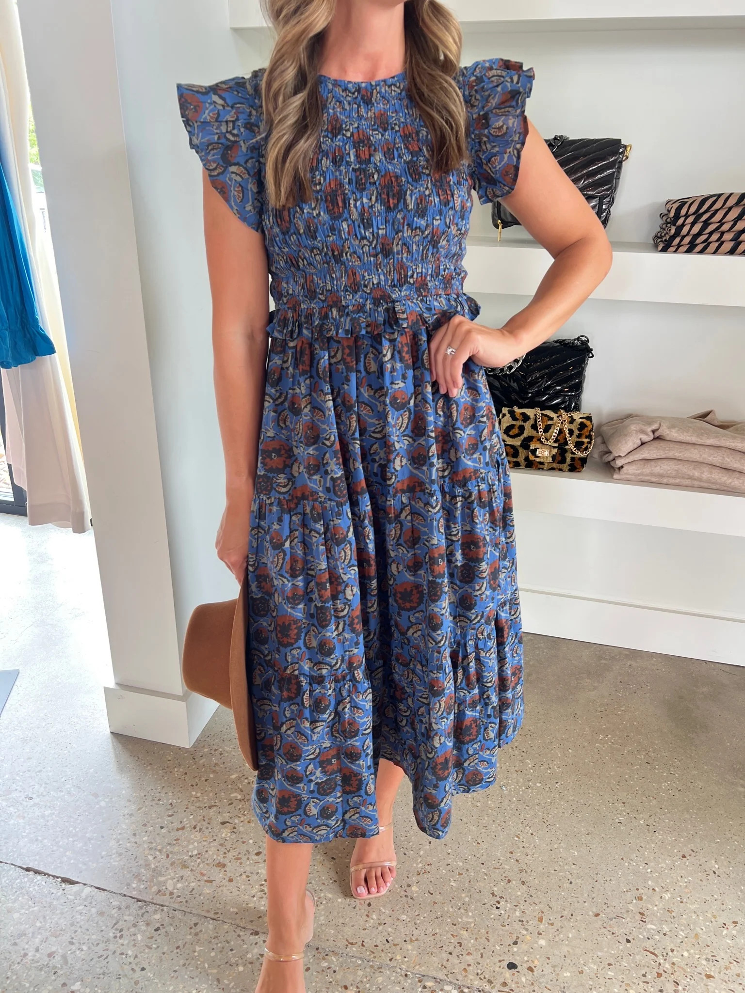 Navy Flowers Guilia Dress | Amor lafayette
