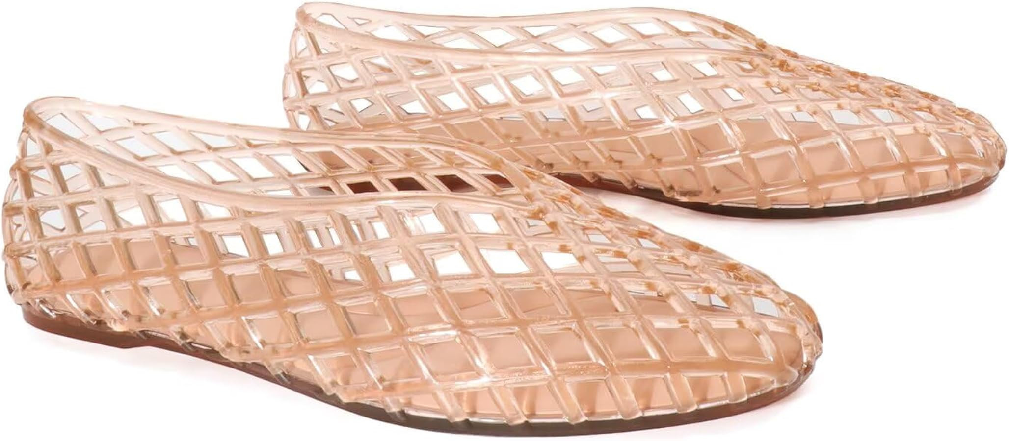 Agodor Jelly Mary Jane Flat Mesh Ballet Flats for Women, Closed Square Toe Hollow Jellies Beach F... | Amazon (US)