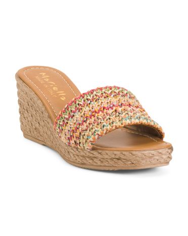 Made In Italy Raffia One Band Wedge Sandals | TJ Maxx
