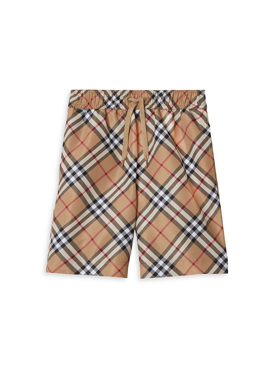 Little Boy's & Boy's Malcolm Check Swim Shorts - Archive Beige Check - Size 12 | Saks Fifth Avenue