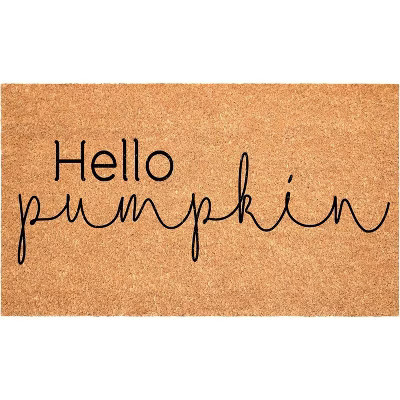HomeRoots 24" X 36" Brown And Natural Fall Hello Pumpkin Outdoor Coir Door Mat | Target