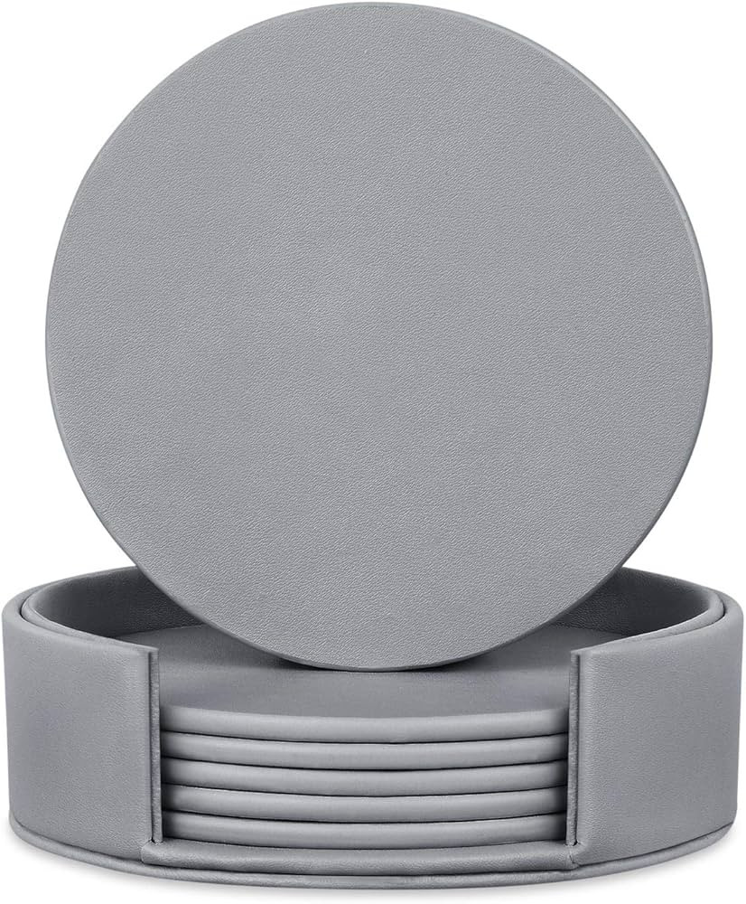 6 Pieces Grey Coasters, Coasters for drinks with a Holder Cup Mat Pad Protect Furniture From Coff... | Amazon (US)