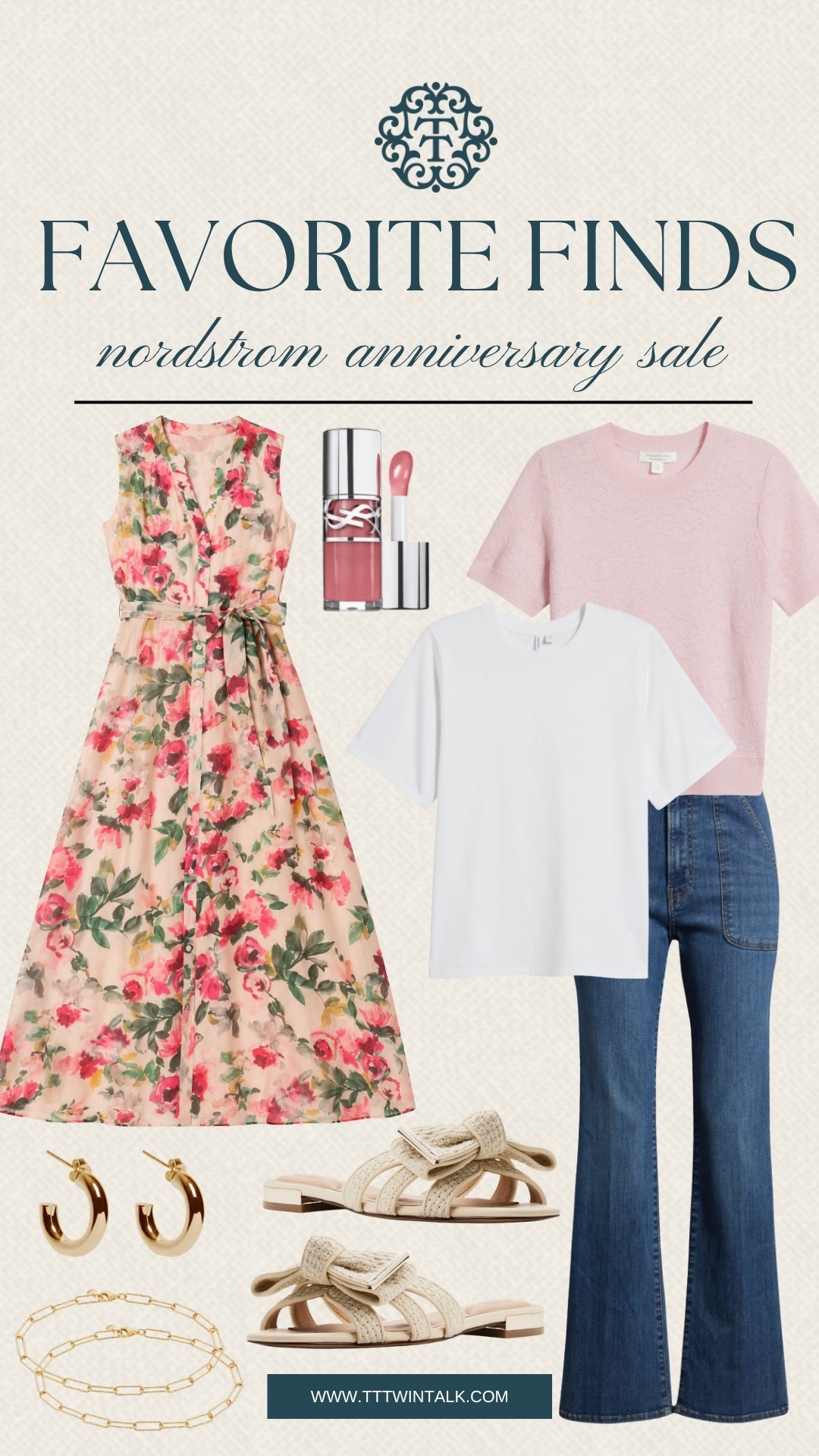 A few well-chosen pieces can create countless outfits, and these are some of my favorite combinations from the Nordstrom Anniversary Sale. The floral midi dress, classic denim, soft knit tops, woven sandals, gold jewelry, and rosy lip color strike the perfect balance of timeless and feminine. They're versatile finds you'll be reaching for throughout every season.

#LTKOver40 #LTKMidsize #LTKSaleAlert